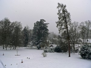 parc romantique du château de La Rozelle aménagé en 1880, l'hiver